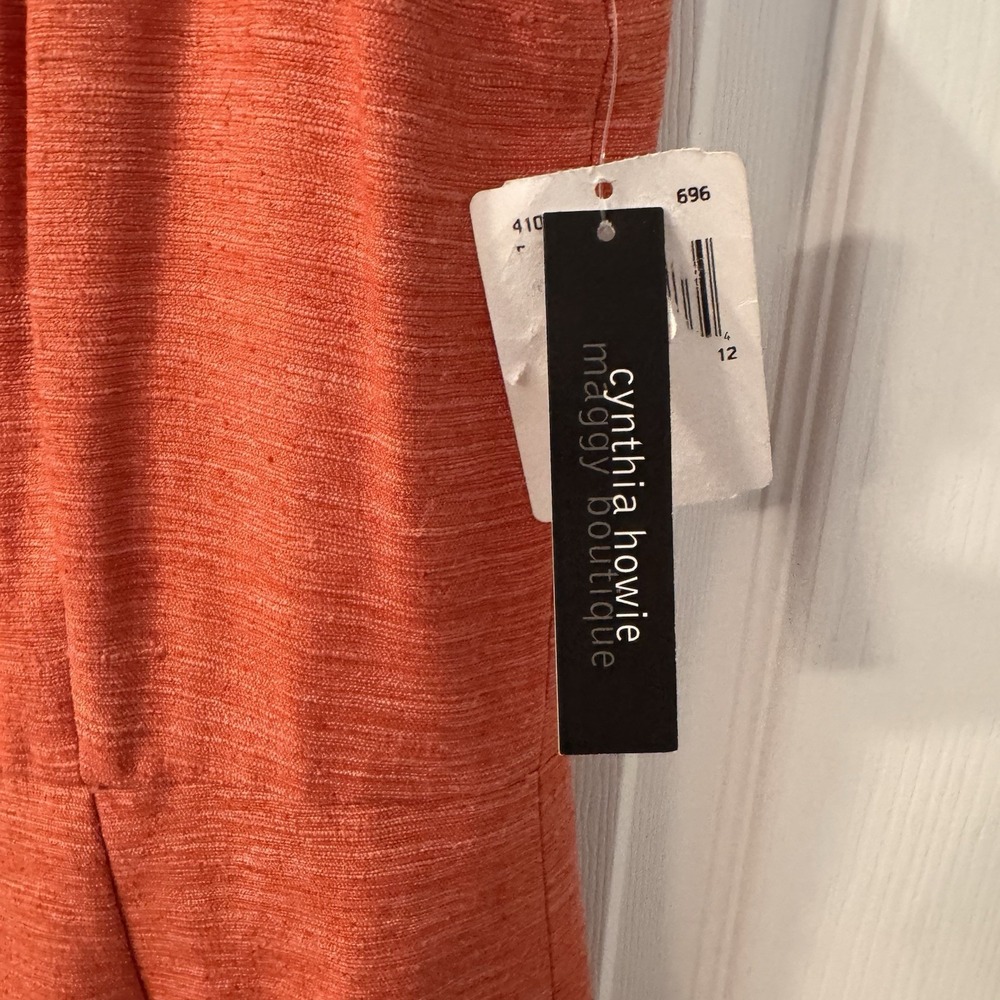 NEW Cynthia Howie Dress Women‎ Size 12 Salmon Pink  Silk Fit Flare Lined Midi - Picture 3 of 12